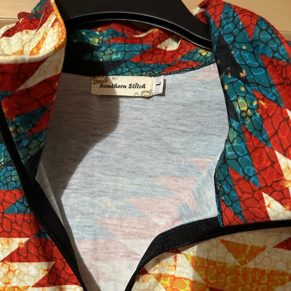 Colorful Geometric Pattern Pullover - Picture 2 of 4